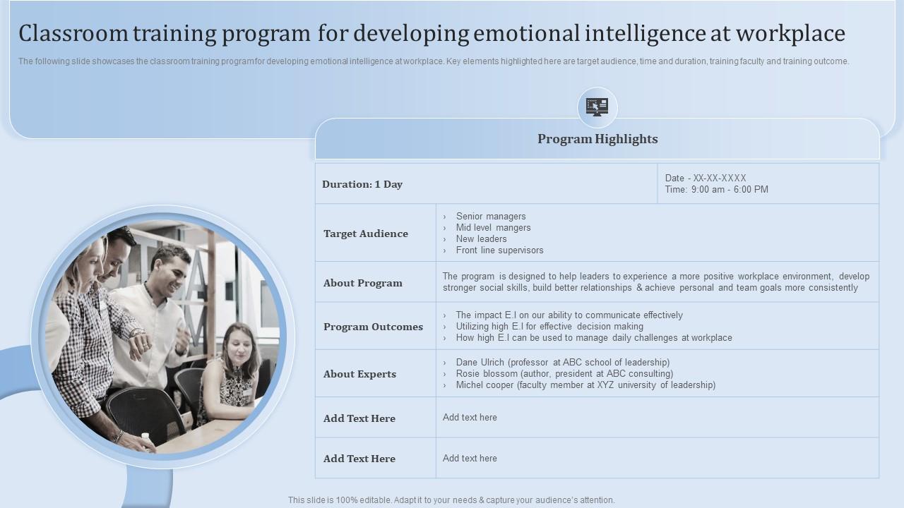 Leadership Training And Development Classroom Training Program For Developing Emotional