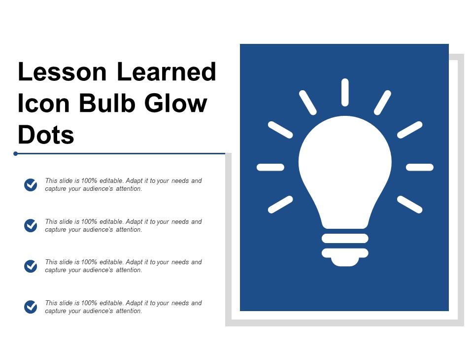 Lesson Learned Icon Bulb Glow Dots | PowerPoint Slide Images | PPT ...