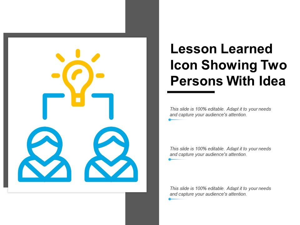 Lesson Learned Icon Showing Two Person With Idea | PowerPoint ...