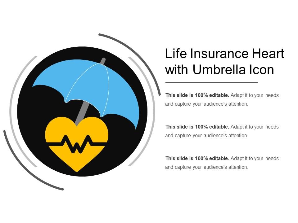 Life insurance heart with umbrella icon Slide00