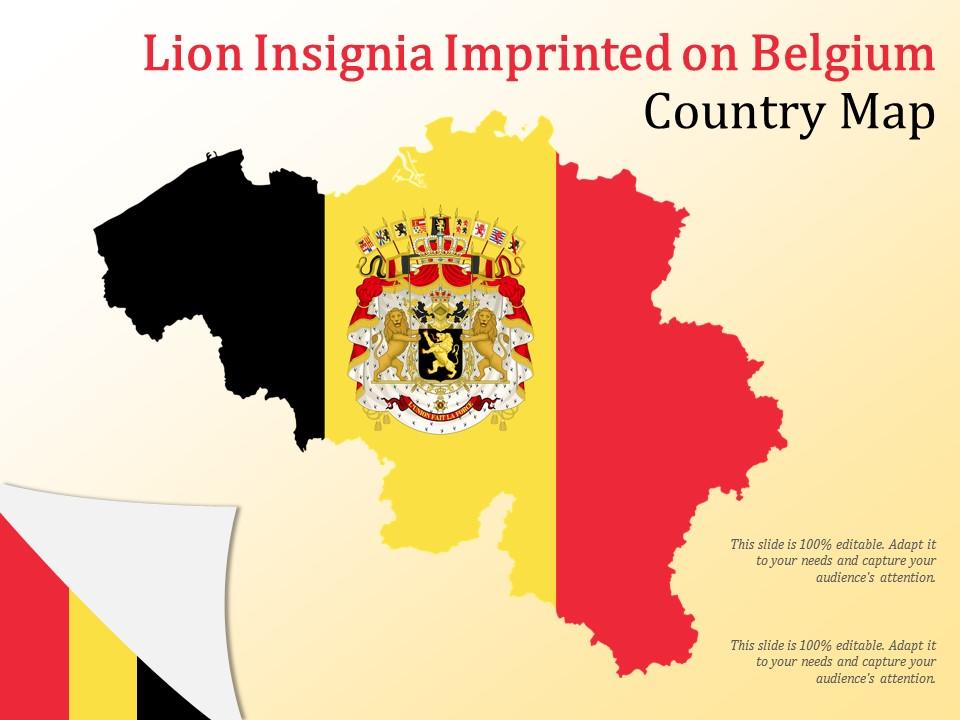 Lion insignia imprinted on belgium country map Slide00