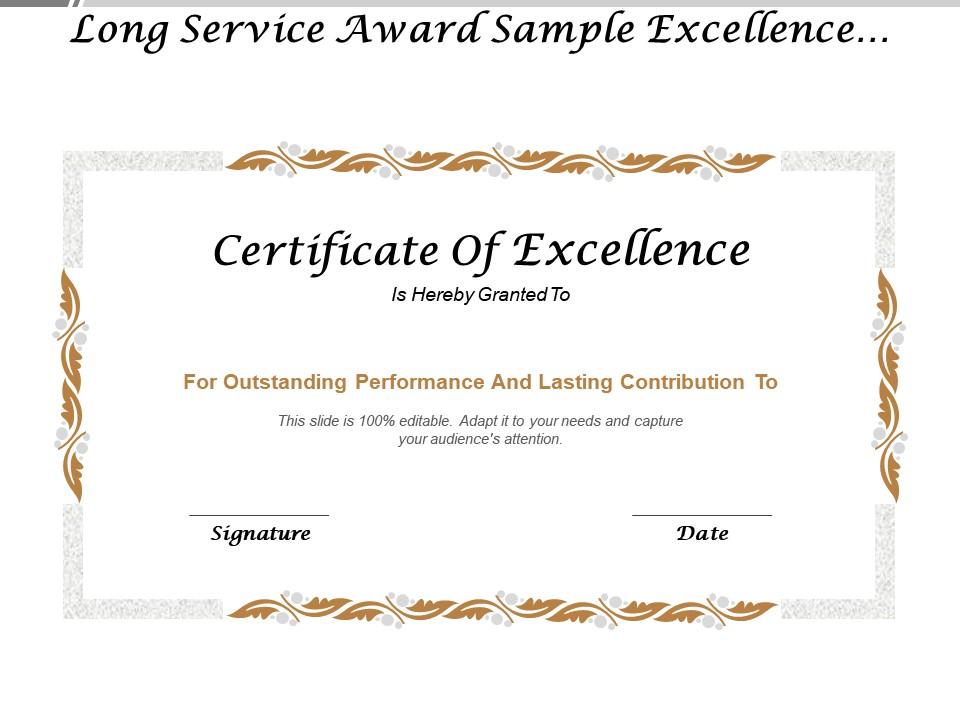 Long service award sample excellence certificate Slide01