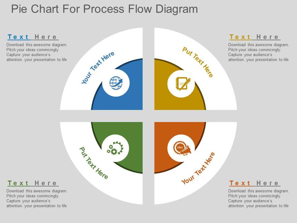 Lr pie chart for process flow diagram flat powerpoint design Slide01