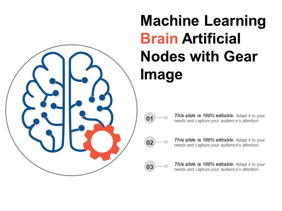 Machine learning brain artificial nodes with gear image Slide01
