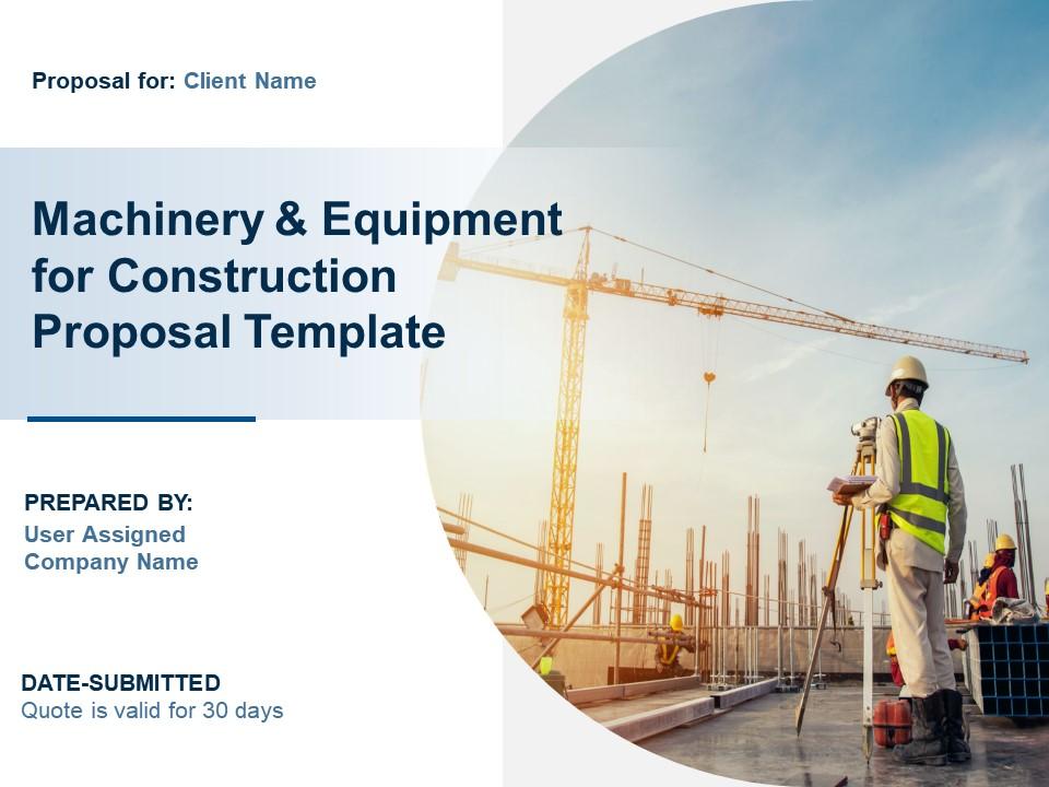 Machinery and equipment for construction proposal template powerpoint presentation slides Slide01