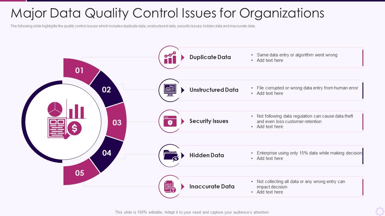 Major Data Quality Control Issues For Organizations Presentation