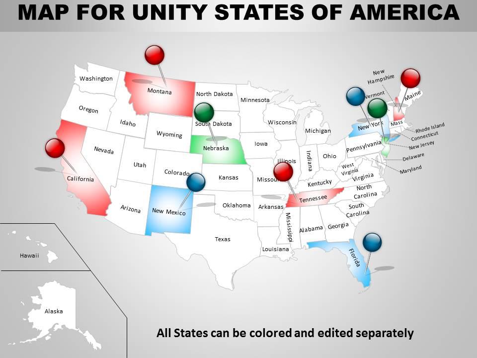 Top 10 Editable United States Map - Map For United States Of America Ppt Presentation Slides Slide01
