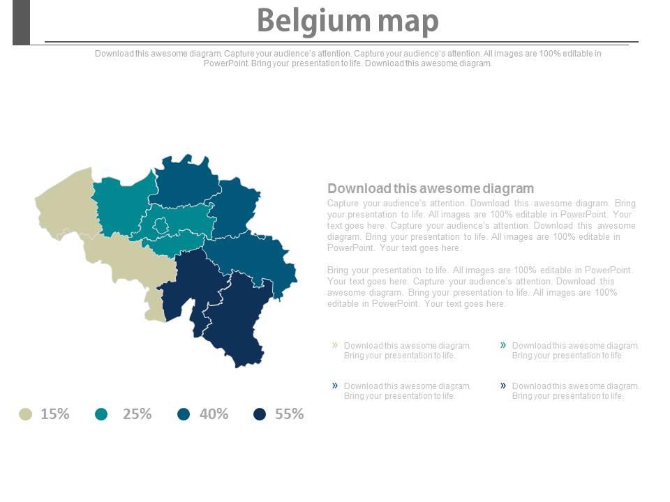Map of belgium with percentage section powerpoint slides Slide00