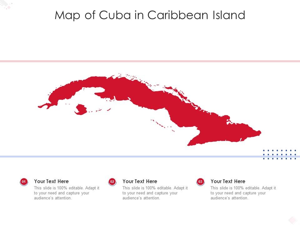 Map of cuba in caribbean island