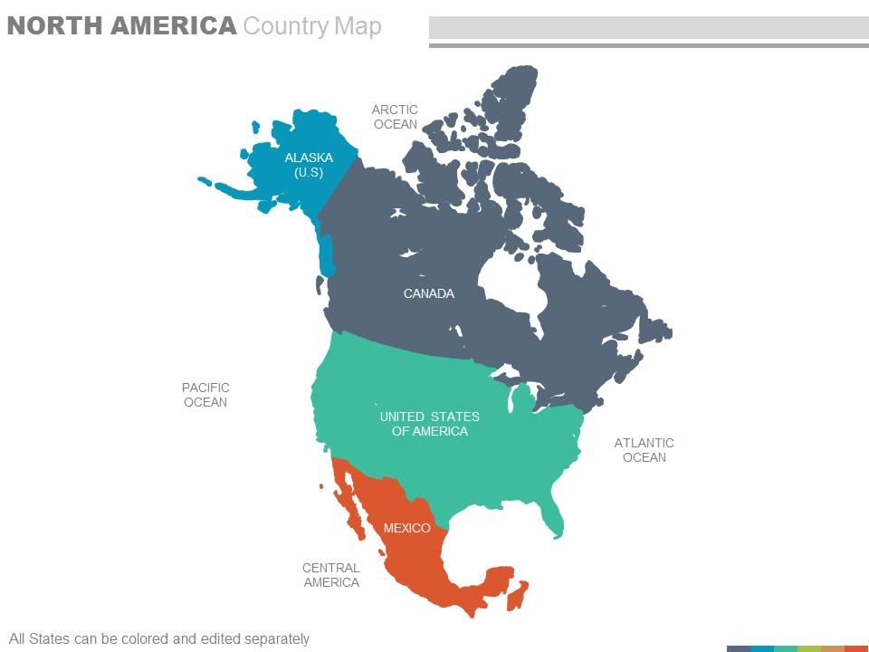 Maps of north america continent region countries in powerpoint Slide01