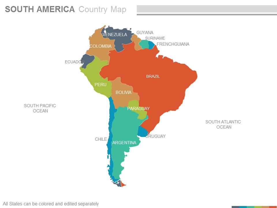 Maps of south america continent countries in powerpoint Slide00