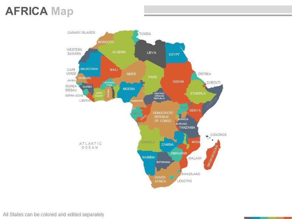 Maps of the african africa continent countries in powerpoint Slide01