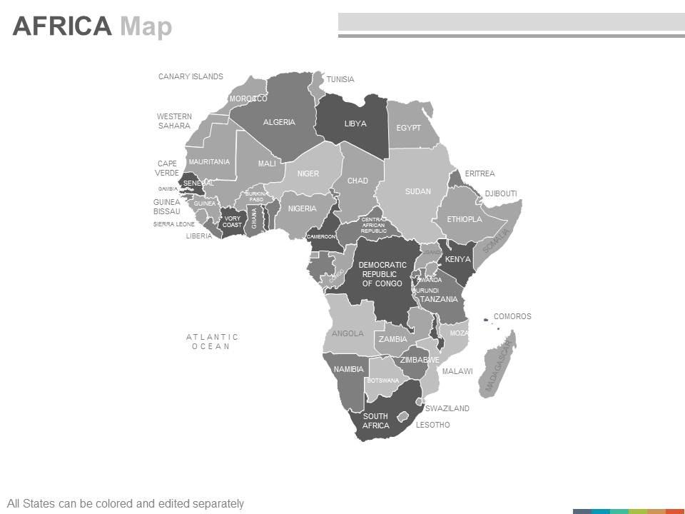 Africa Map Countries Black And White Maps Of The African Africa Continent Countries In Powerpoint Slide02 