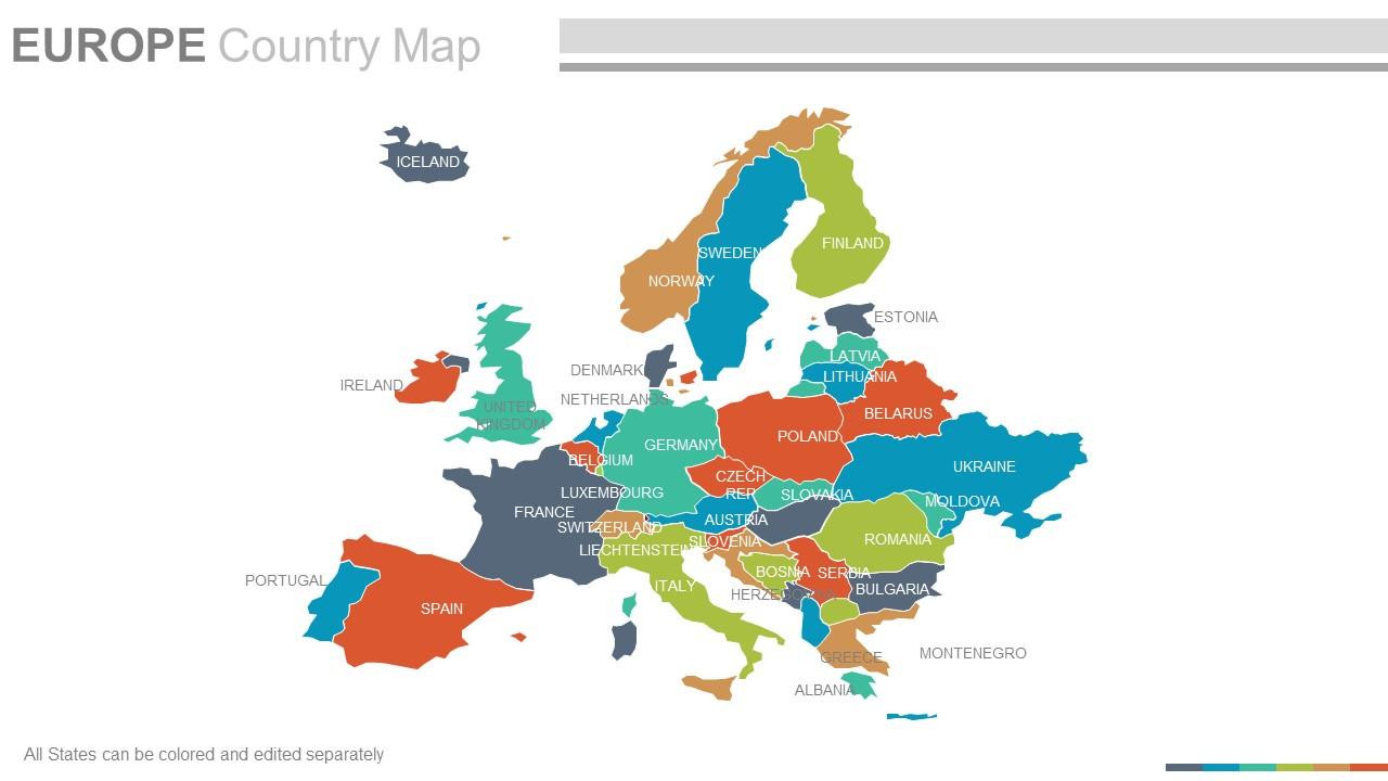 Maps of the europe european continent countries in powerpoint Slide01