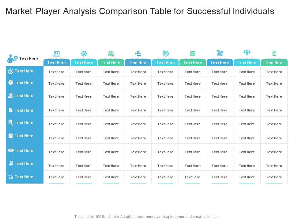 Market player analysis comparison table for successful individuals infographic template Slide00