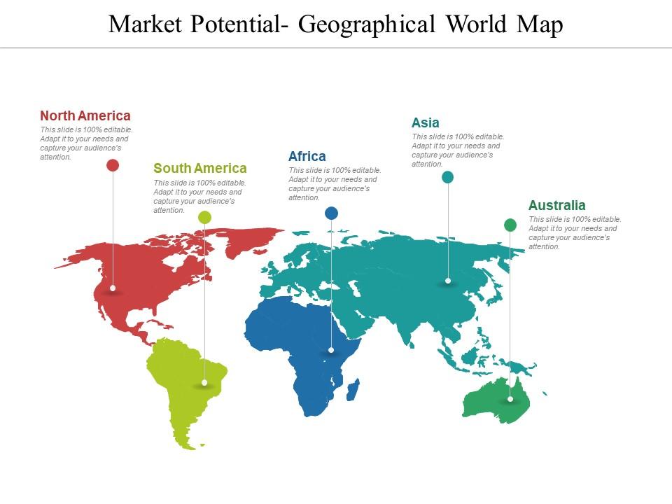 Market potential geographical world map presentation ideas Slide00