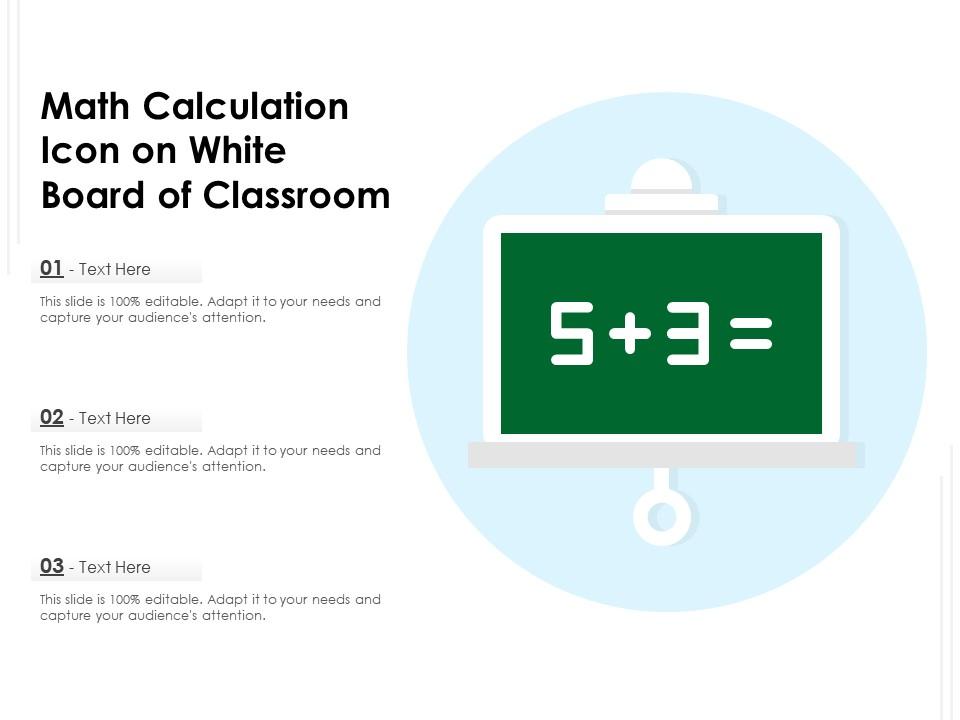 Math calculation icon on white board of classroom Slide00