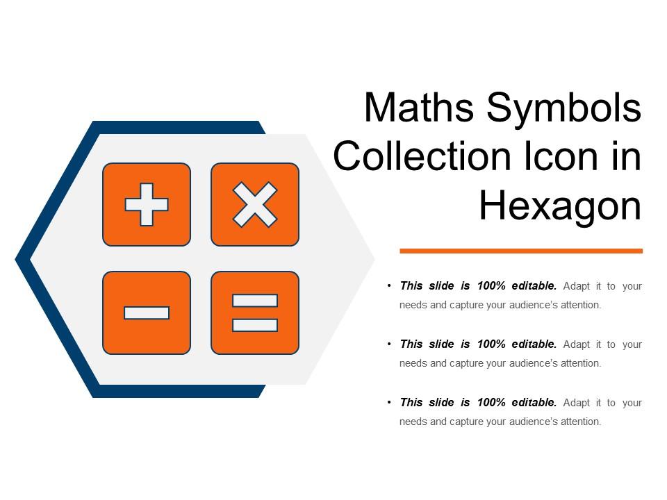 Maths symbols collection icon in hexagon Slide00