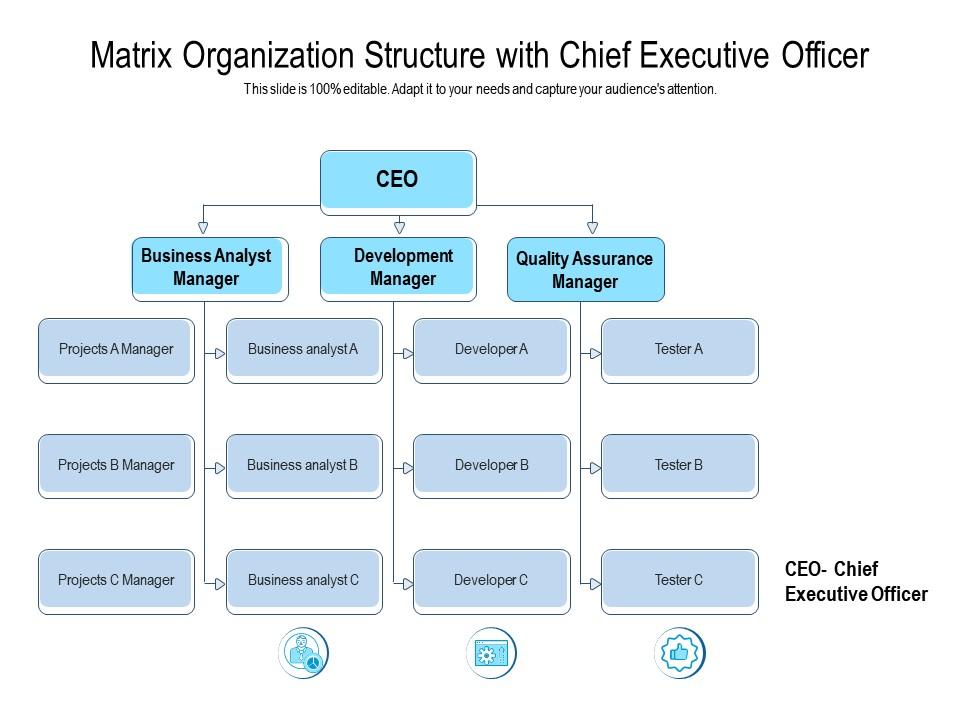 Matrix organization structure with chief executive officer Slide00