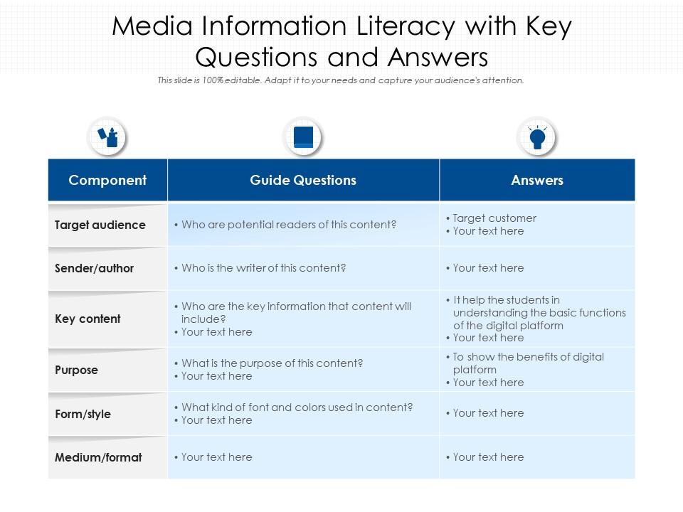Media information literacy with key questions and answers Slide00