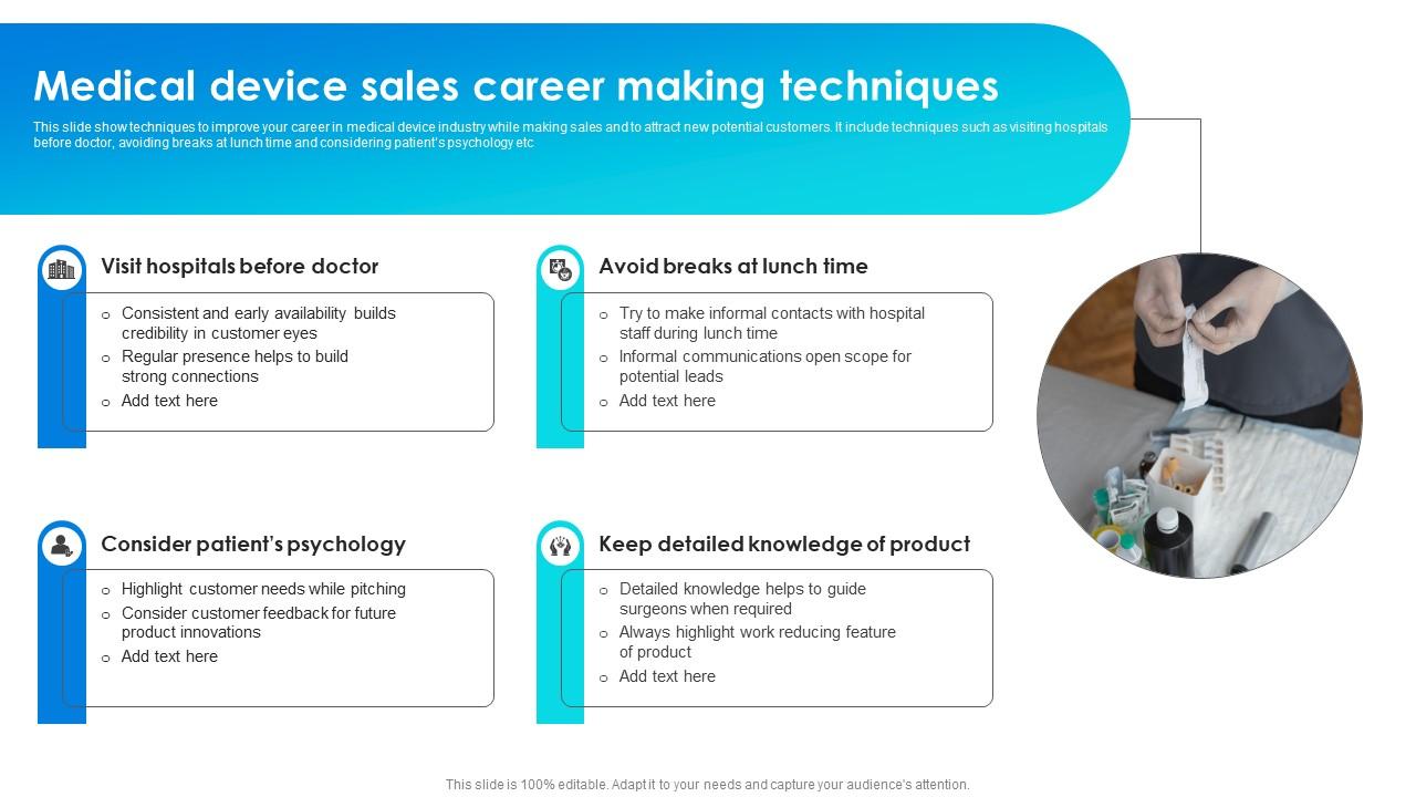 Medical Device Sales Career Making Techniques PPT Template