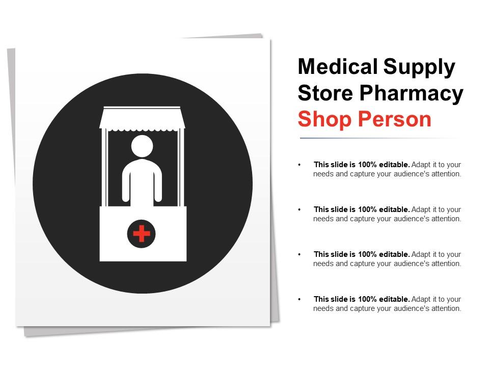 Medical Supply Store Pharmacy Shop Person Templates PowerPoint Slides