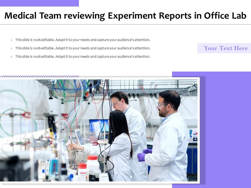 Medical team reviewing experiment reports in office lab