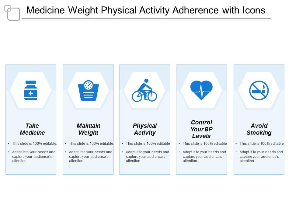 Medicine weight physical activity adherence with icons Slide01