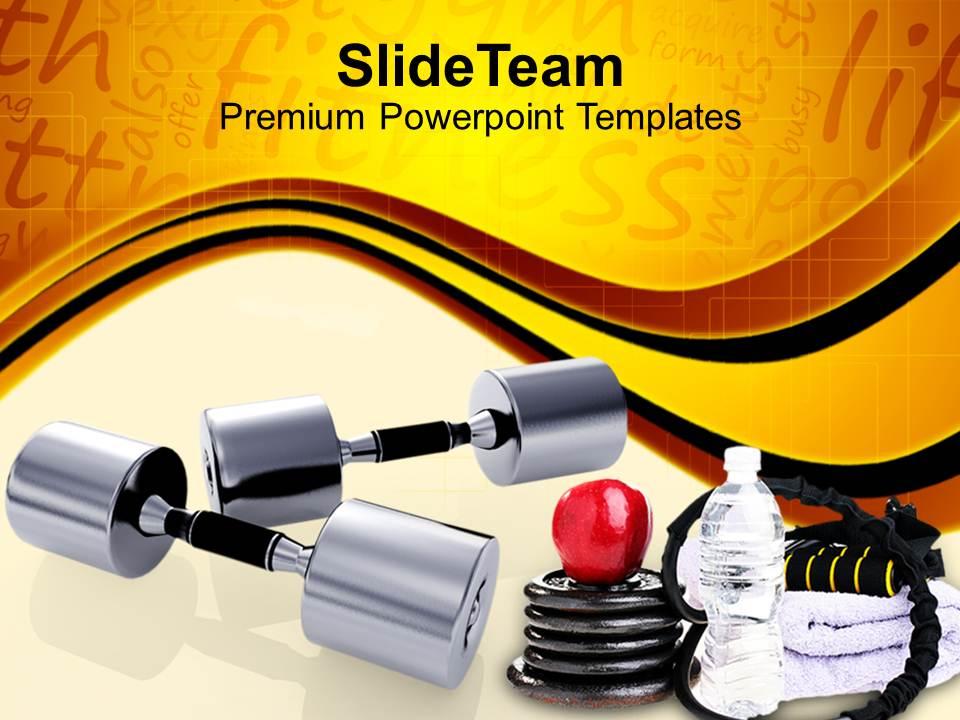 metallic_dumbbells_body_fitness_material_powerpoint_templates_ppt_themes_and_graphics_0113_Slide01