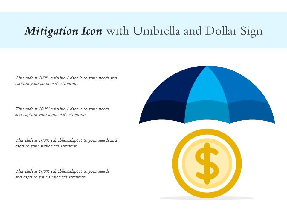 Mitigation icon with umbrella and dollar sign Slide00