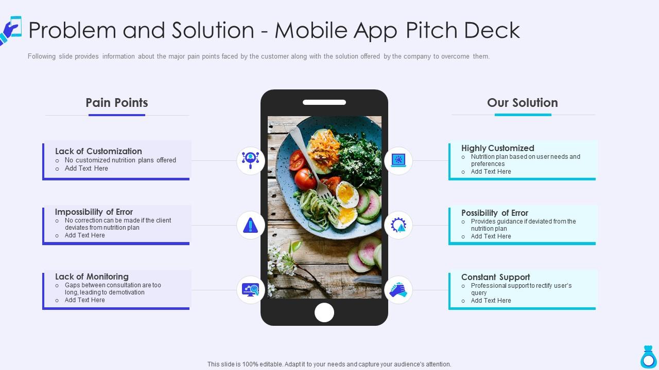 Mobile application seed funding pitch deck problem and solution mobile app pitch deck Slide01