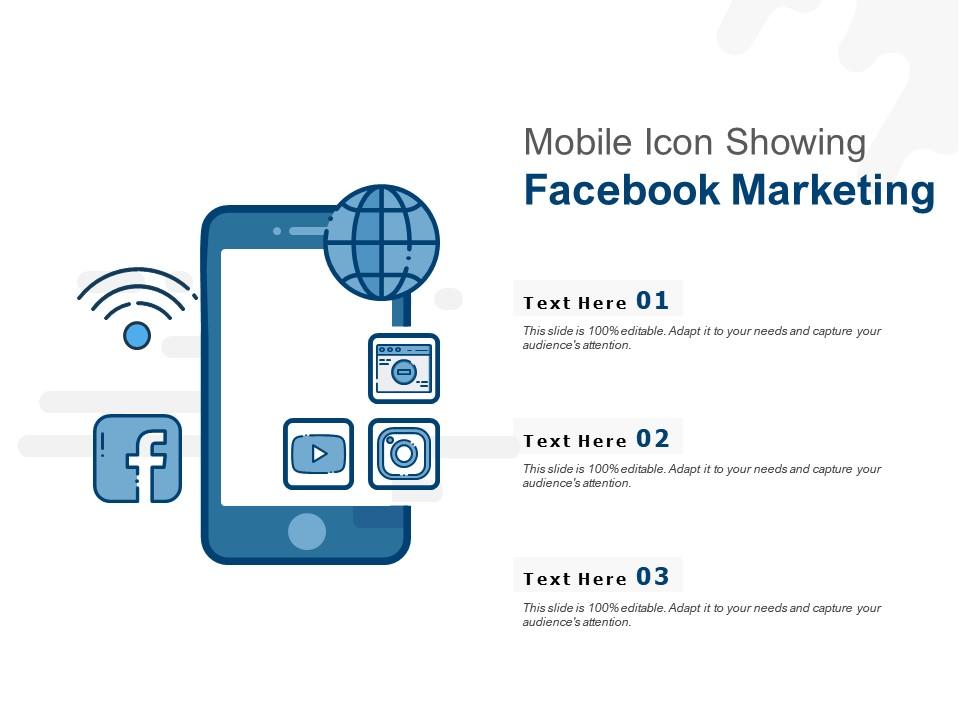 Mobile icon showing facebook marketing Slide00