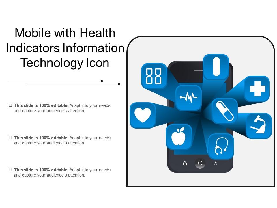 Mobile with health indicators information technology icon Slide01