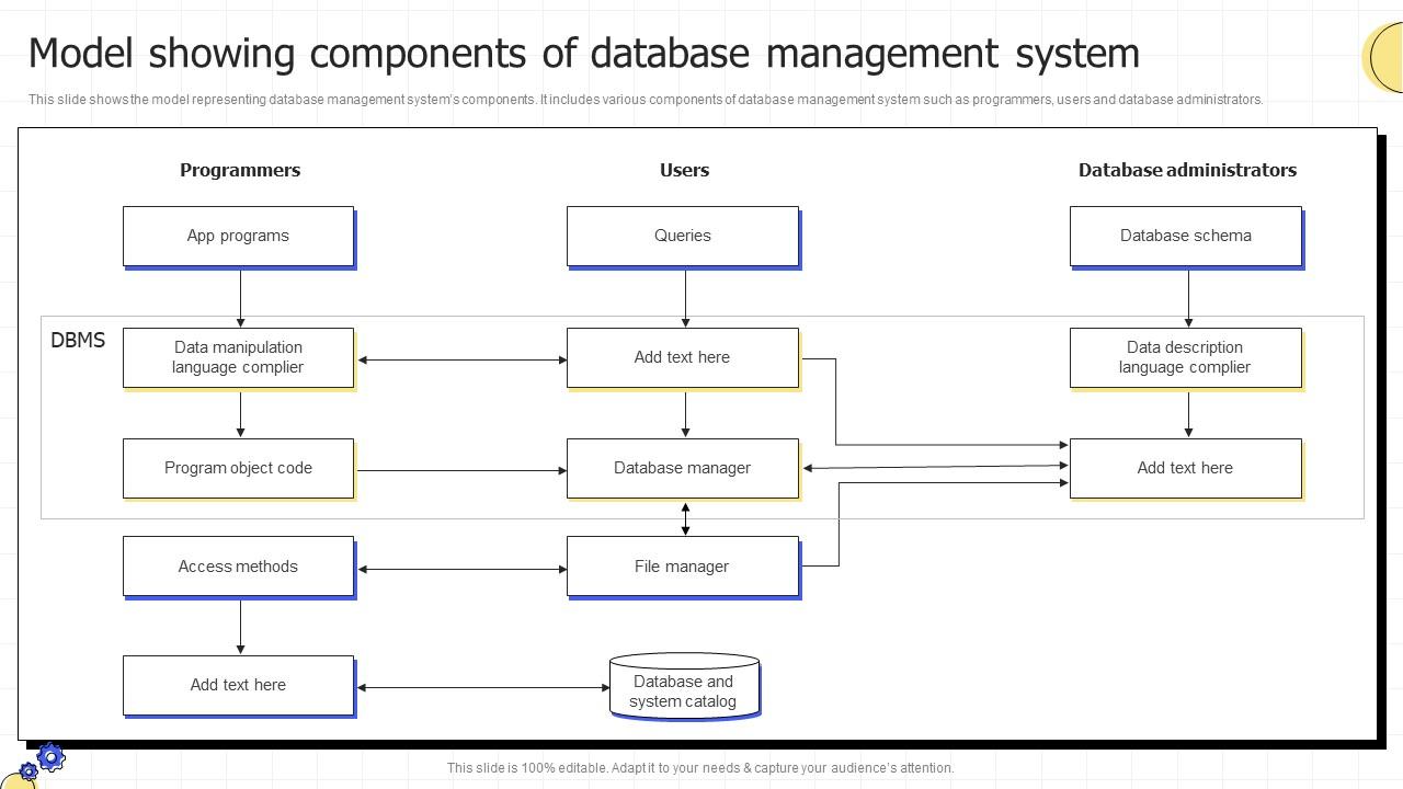 Model Showing Components Of Database Management System PPT Slide