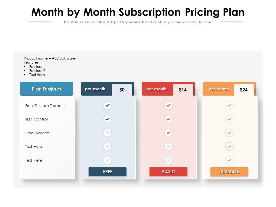 Month by month subscription pricing plan Slide00