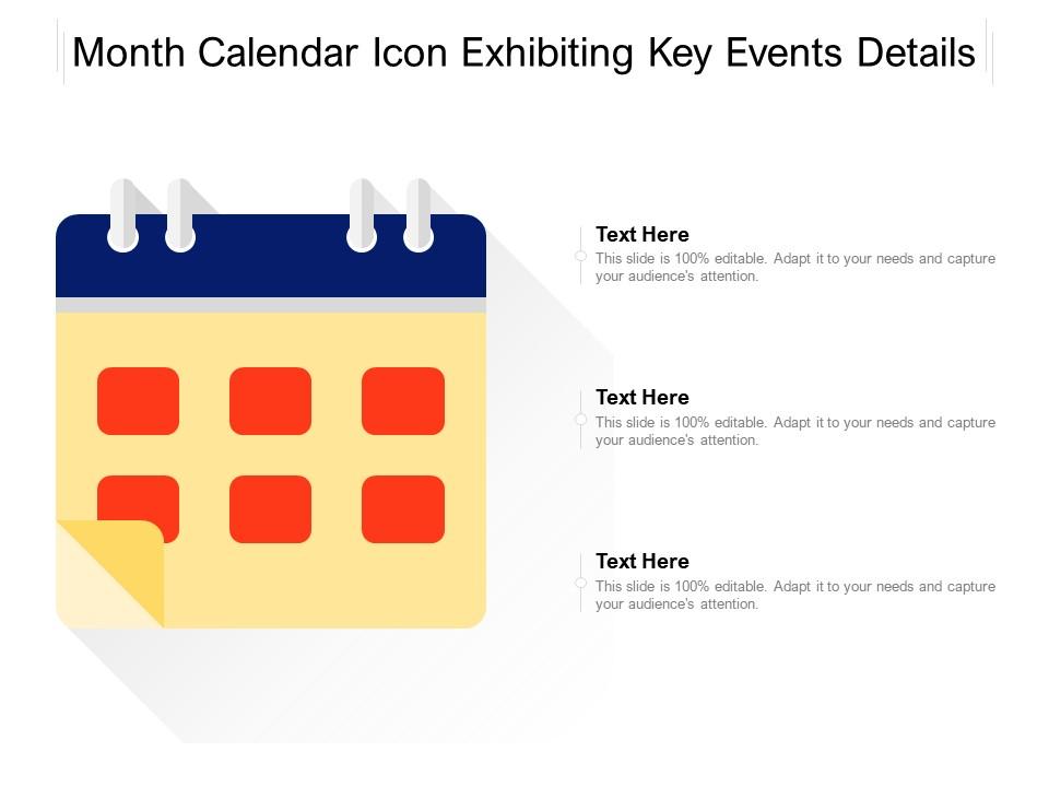 Month calendar icon exhibiting key events details Slide01