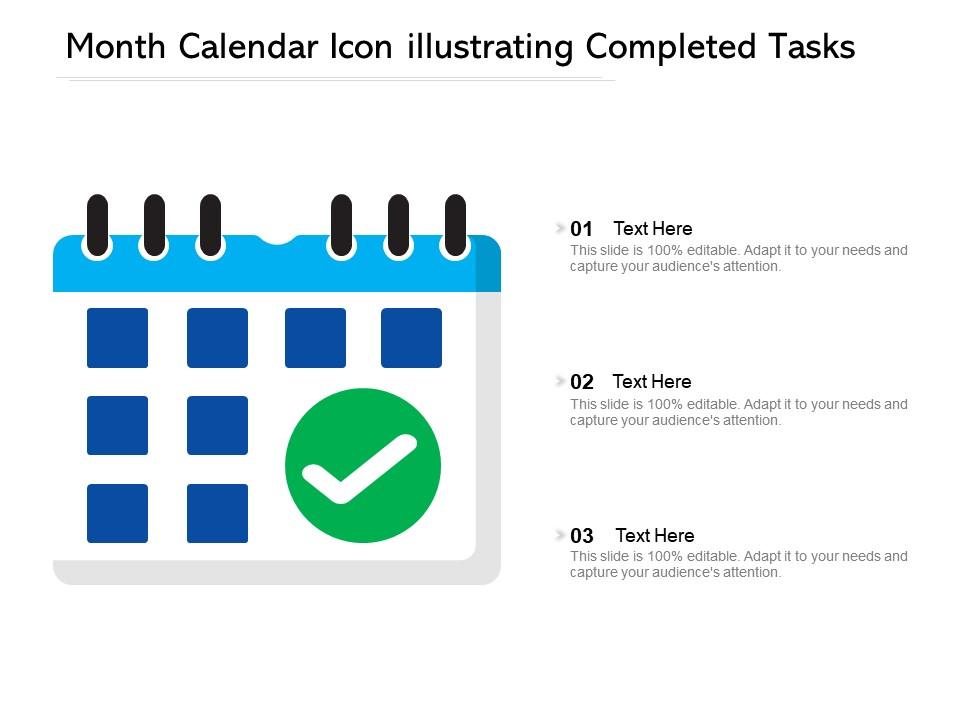 Month calendar icon illustrating completed tasks