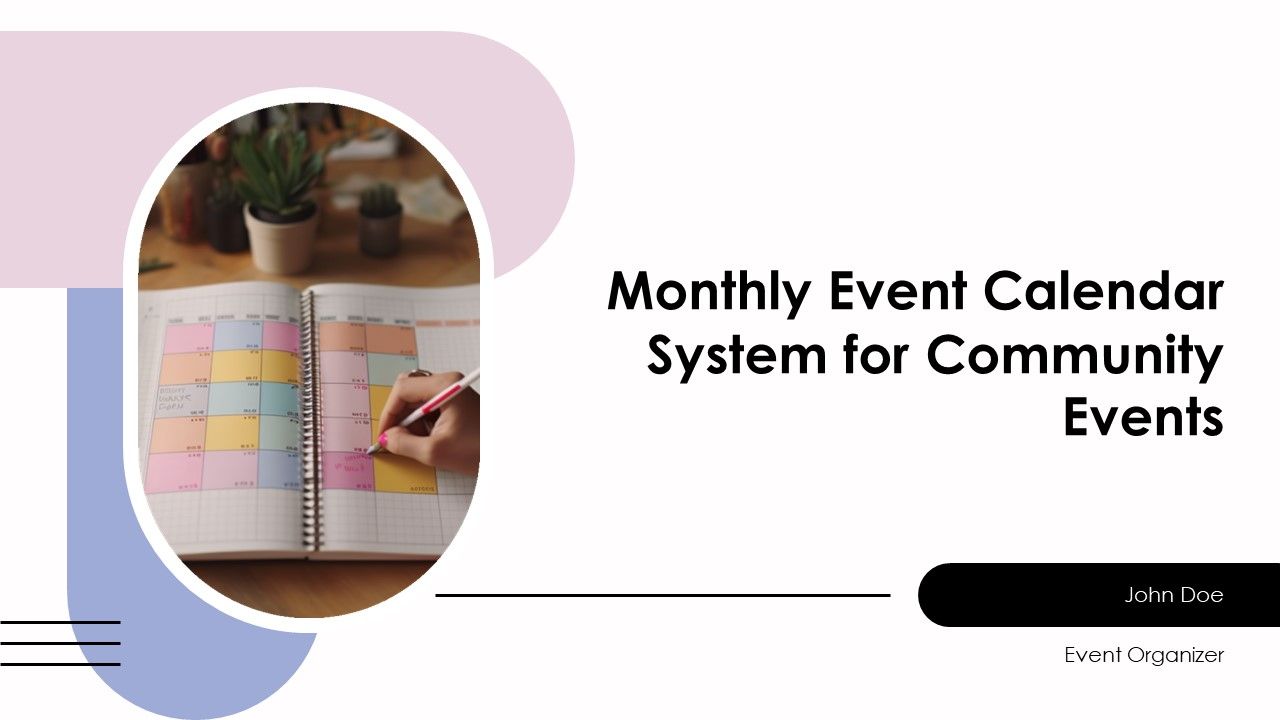 Monthly Event Calendar System For Community Events PPT Graphics AT