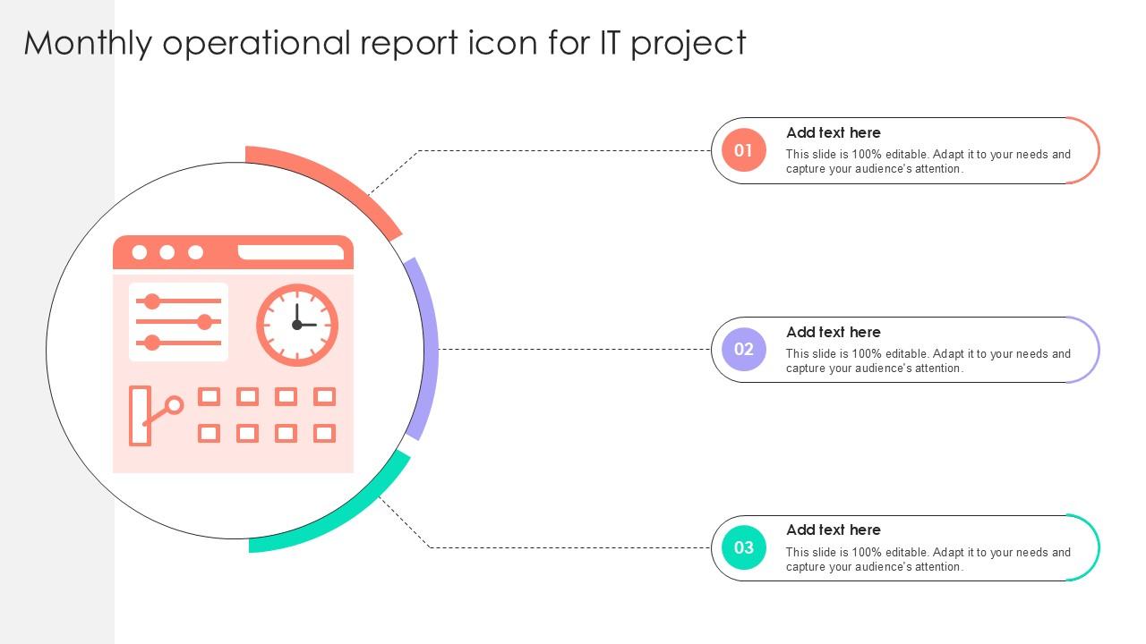 Monthly Operational Report Icon For It Project Ppt Powerpoint PPT Slide