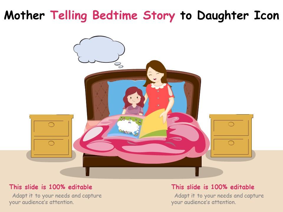 Mother Telling Bedtime Story To Daughter Icon | PowerPoint Slide ...