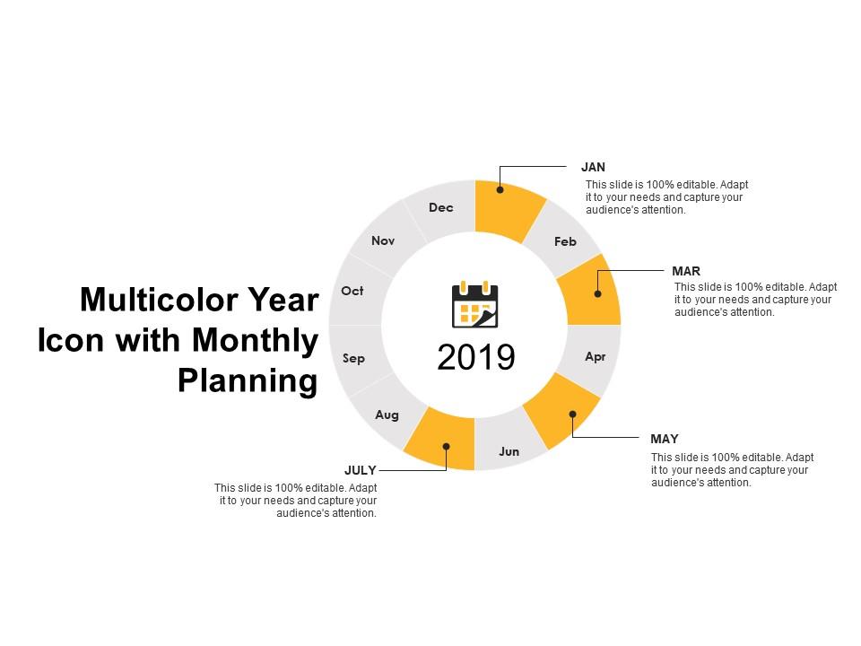 Multicolor year wheel with monthly planning Slide00