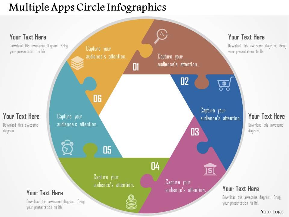 Multiple apps circle infographics flat powerpoint design Slide01