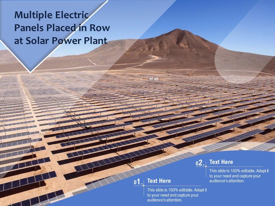 Multiple electric panels placed in row at solar power plant Slide00