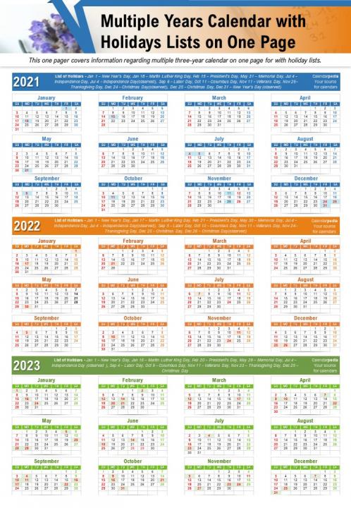One Page Timelines, Schedules and One Page Calendars