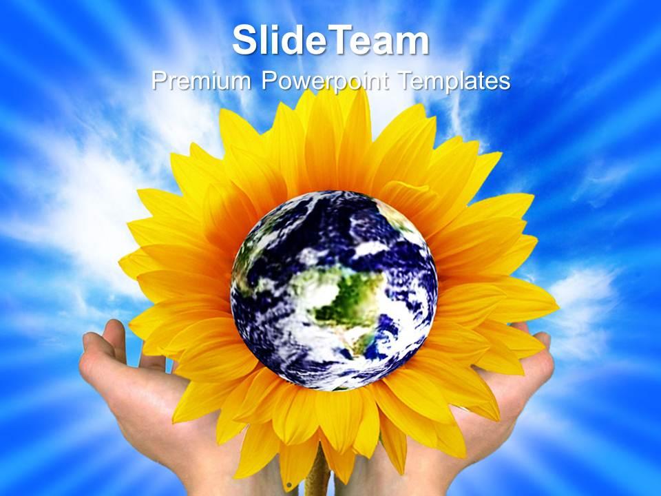 Nature wallper powerpoint templates earth with flower global ppt process Slide01
