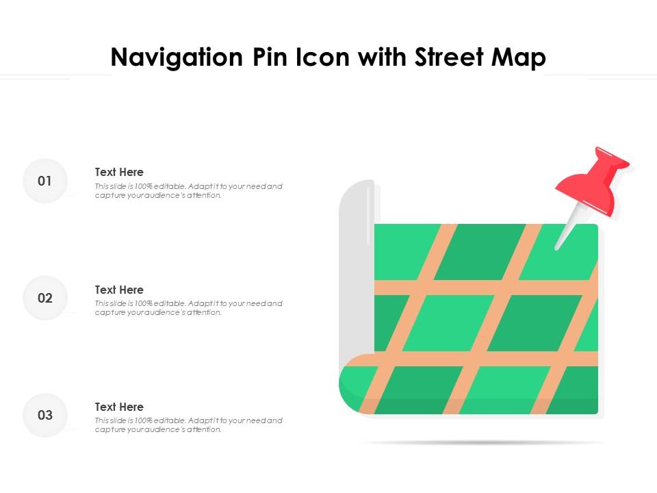 Navigation Pin Icon With Street Map | Presentation Graphics ...