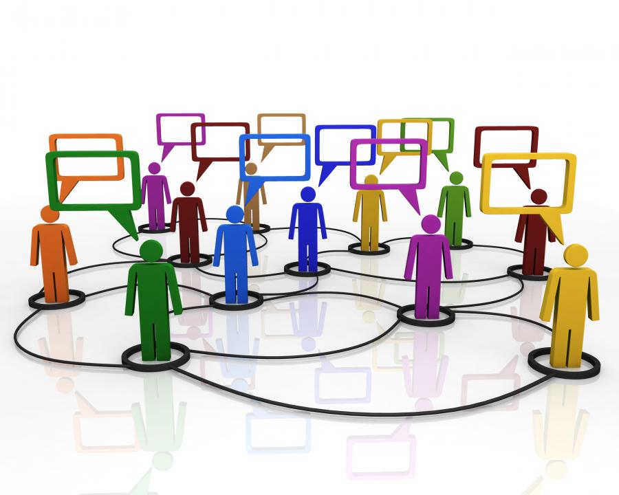 Network Of 3d People For Group Discussion Stock Photo Template