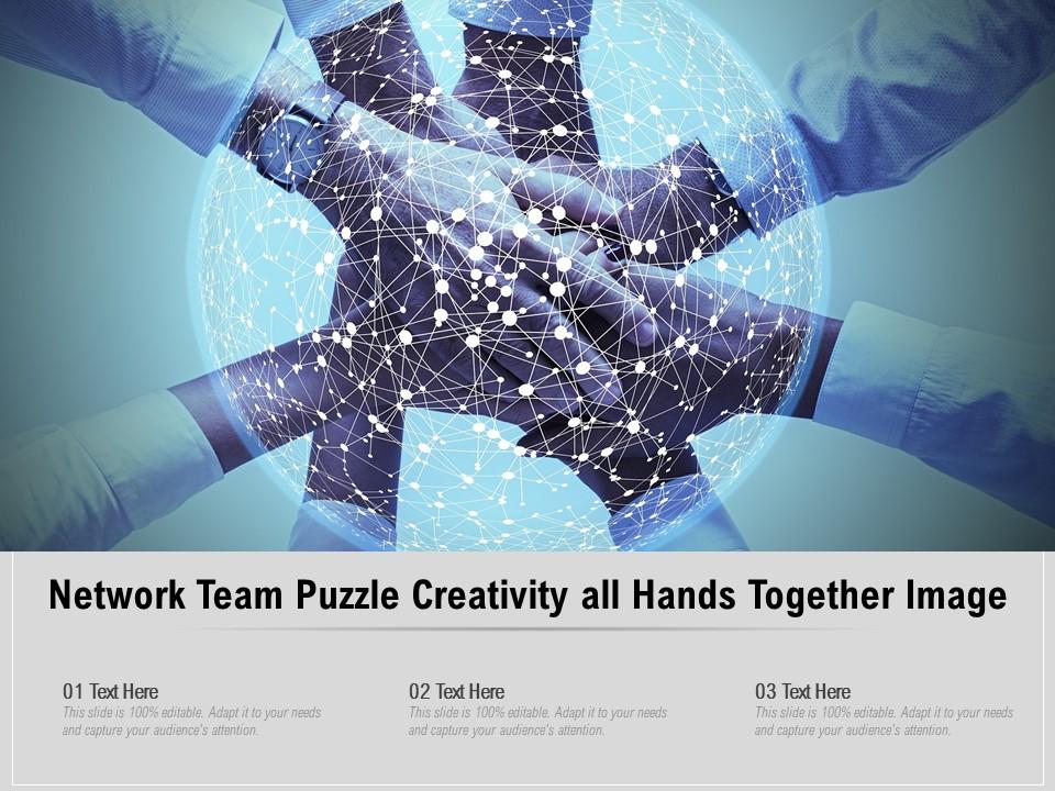 Network team puzzle creativity all hands together image