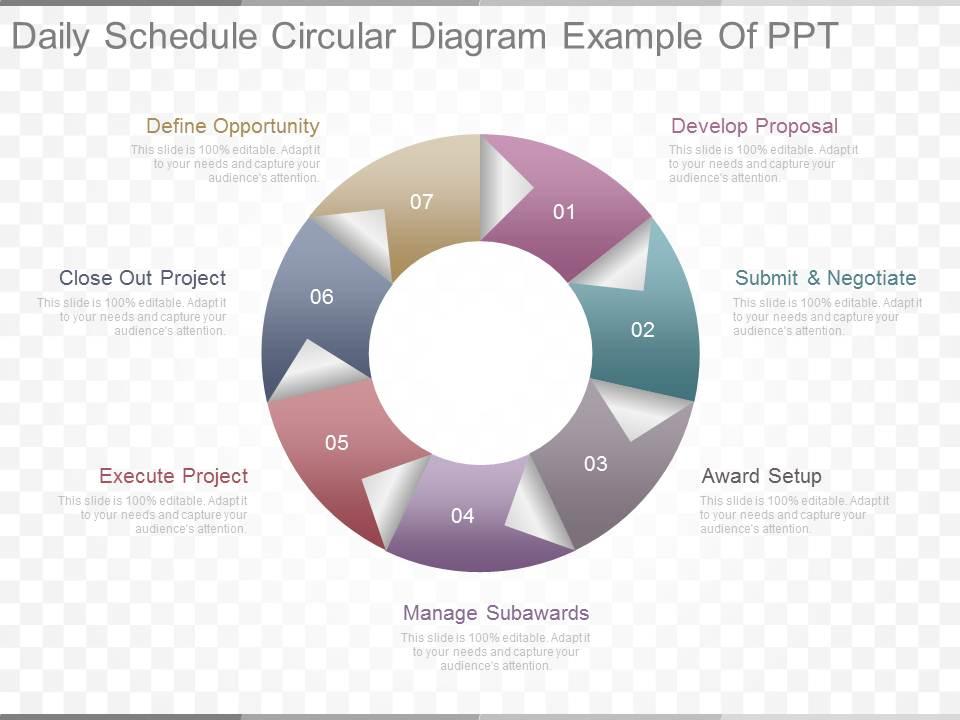 New Daily Schedule Circular Diagram Example Of Ppt | Presentation ...