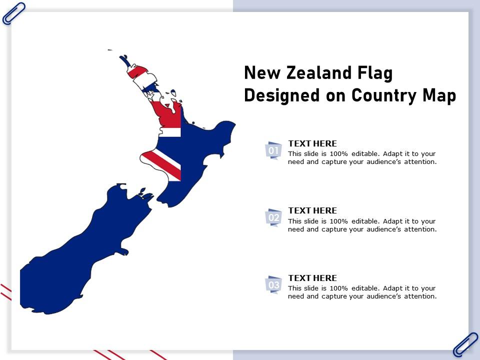 New zealand flag designed on country map